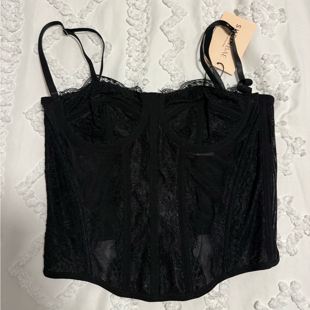 SHEIN Black Lace Bustier Top